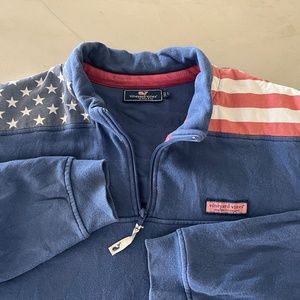 Vineyard Vines Men's Flag Shep Shirt 1/4 Zip USA Size L